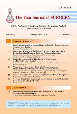 The Thai Journal of Surgery Volume 37 January-March 2016 Number 1