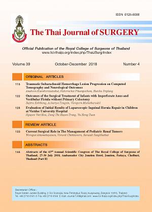The Thai Journal of Surgery Volume 39 October-December 2018 Number 4