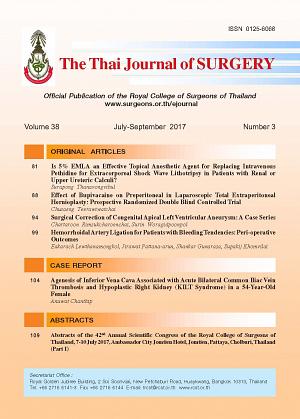 The Thai Journal of Surgery Volume 38 July-September 2017 Number 3